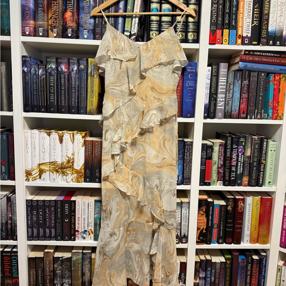 Blu Pepper Asymmetrical Marble Print Dress